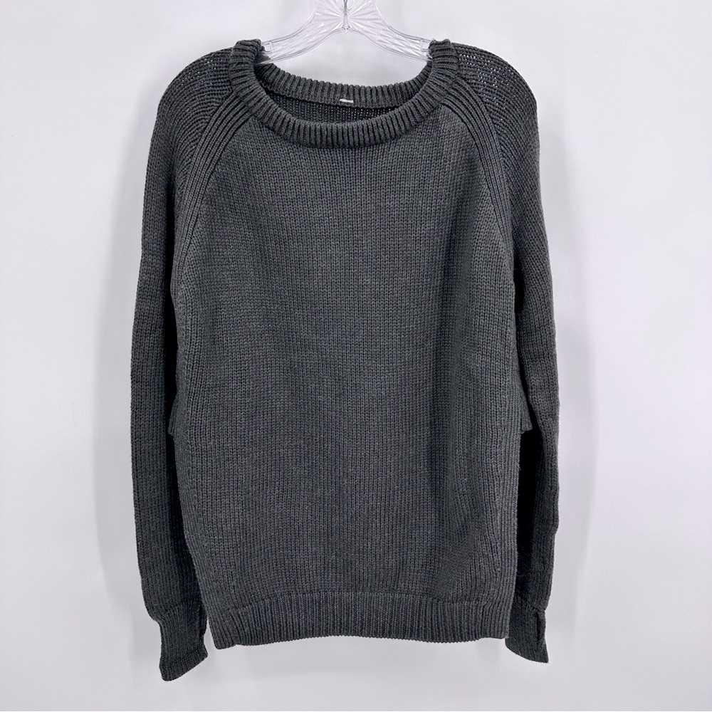 Lululemon Yin To You Sweater Split Hem Merino Woool Heathered Dark Wren Size 8